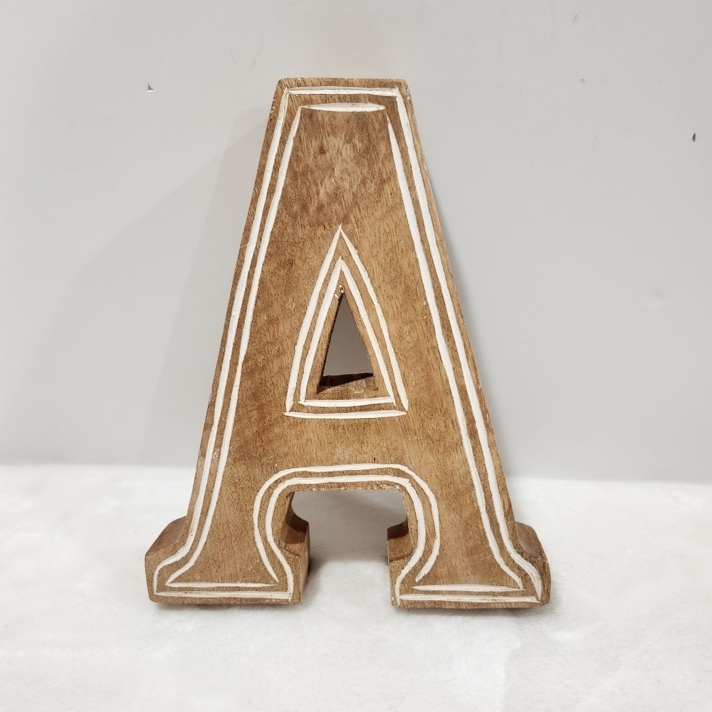 Wooden Block Letter Monogram Initial Rustic Etched Home Decor